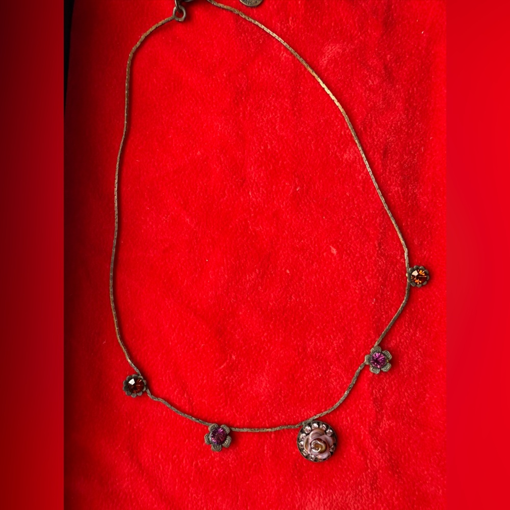 CALIENTE PARIS Austria Crystal Rose Necklace Bronze Tone